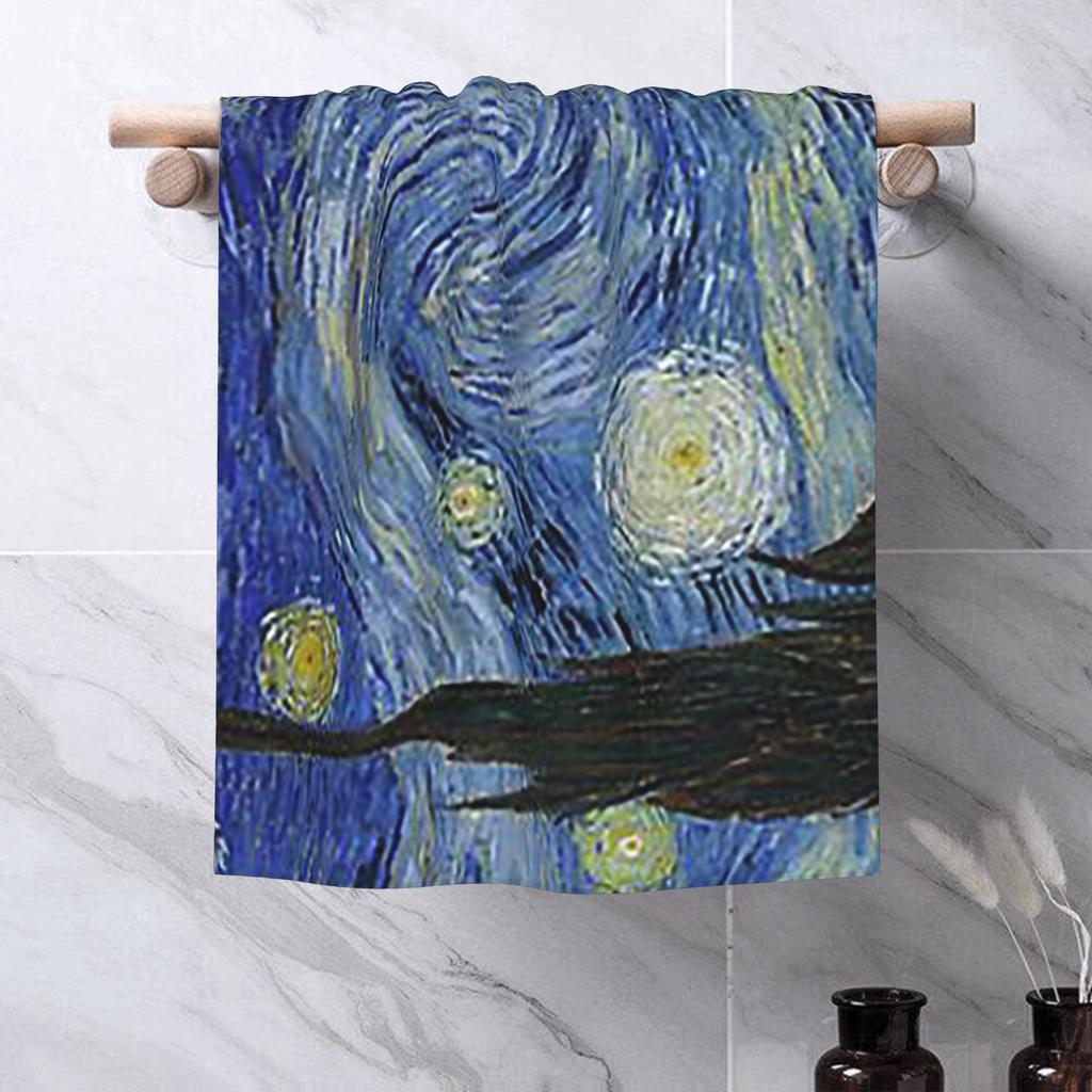 Sternenklare Nacht (Vincent van Gogh) Weiches Gesichtstuch Schnelltrocknend Pool Bad Baumwolltücher Atmungsaktiv
