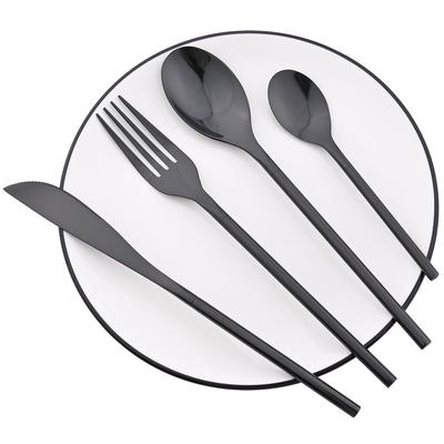 Conjunto de talheres pretos 4 peças, louça brilhante, aço inoxidável 304 de alta qualidade, conjunto de talheres, faca, garfo, colher, talheres para festa, cozinha, talheres