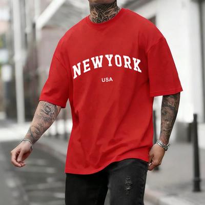 New York USA Stad Bokstav Grafisk T-shirt Man Casual Rund Halsringning Retro Kortärmad Bomull Sommar Kläder Unisex Mode Lös T-shirt