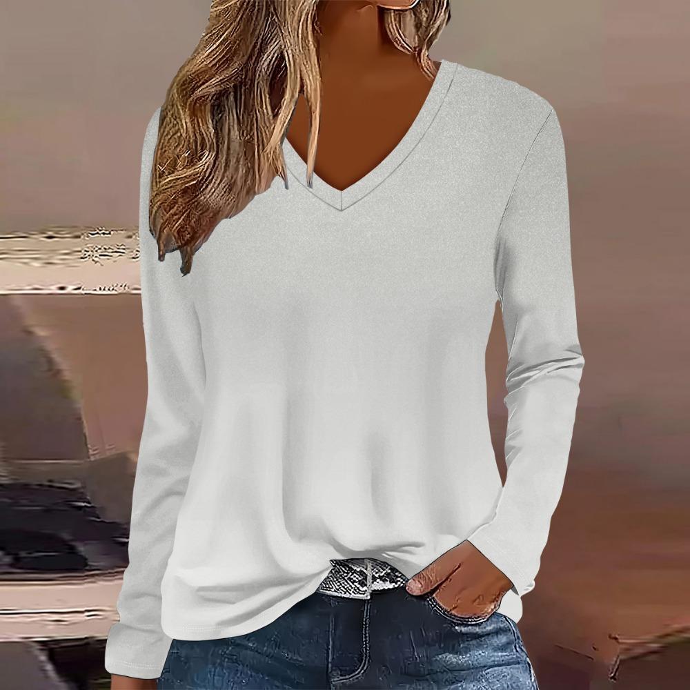 Women's autumn and winter fashion digital printed casual long sleeved T-shirt