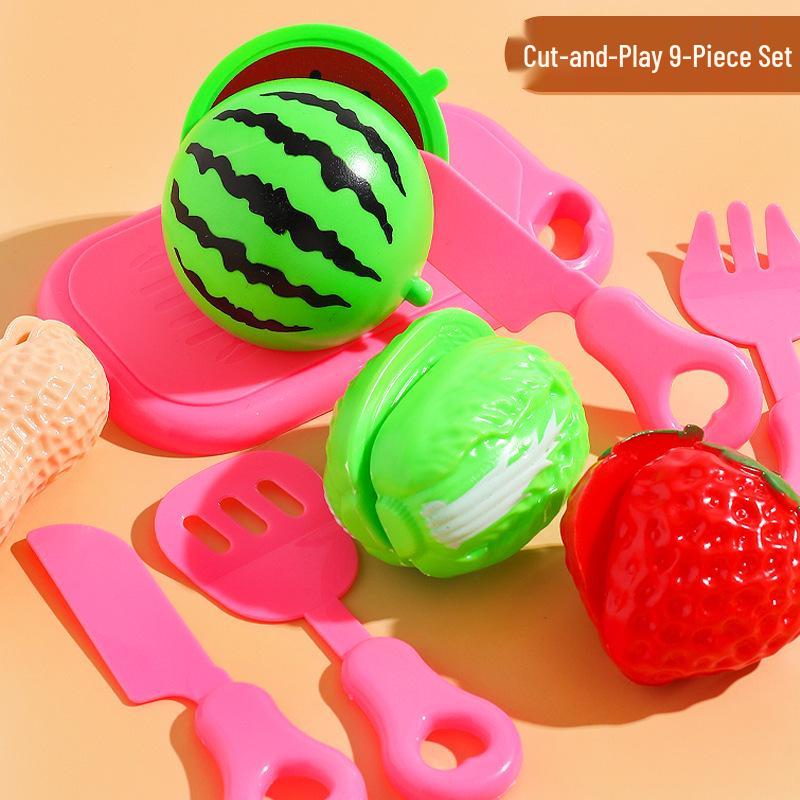Kids' Pretend Play Kitchen Set: Vegetables, Pizza, and Fruit Cutting Fun