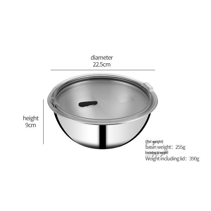 304 Stainless Steel Multi-Purpose Kitchen Bowl Set: Mixing & Seasoning Jar, Deep Soup Pot, Dough Kneading Basin