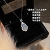 Glacier Gourd New Chinese Style Natural Ice-Translucent White Chalcedony Necklace with Fortune and Prosperity Agate Pendant, High-End Clavicle Chain