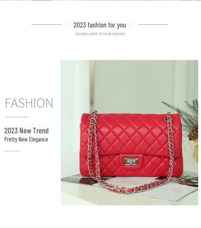 Sheepskin Rhombus Chain Shoulder Bag - 2025 Autumn/Winter Commuter, All-Match, Small Square High-End Ladies' Messenger Bag