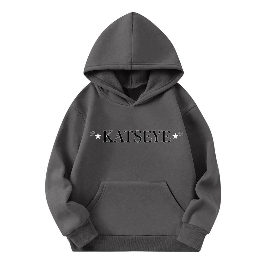 Girls' Fashion Long-Sleeve Hooded Sweatshirt with Print and Pockets
