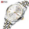 Oufanni Quartz Double Calendar Luminous Couple Watch with Fashionable Bar Index and Steel Strap, Waterproof.