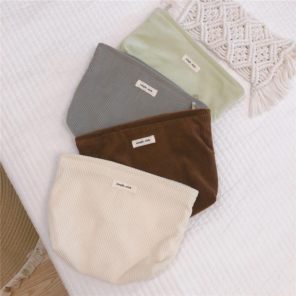 135 Solid Color Makeup Storage Pouch Wear-resistant Corduroy Toiletries Cosmetic Organizer Bag for Women and Teen Girls