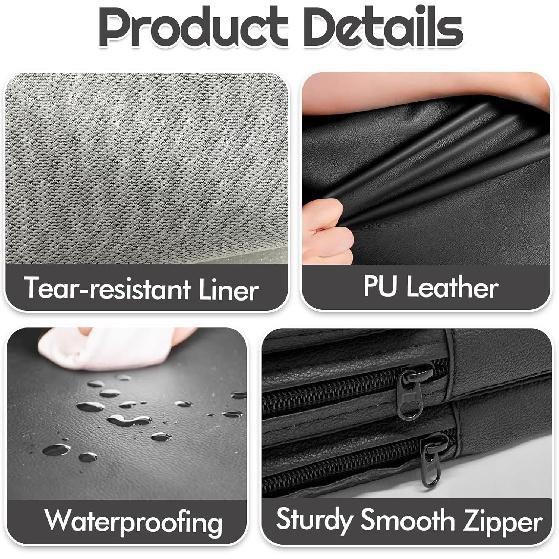 Foldable Mechanics Mat For Garage Work, 48 X 16 X 1.2 In Thick EPE Knee Pad Waterproof PU Leather Folding Mat With Carry Handle Portable For Garage,