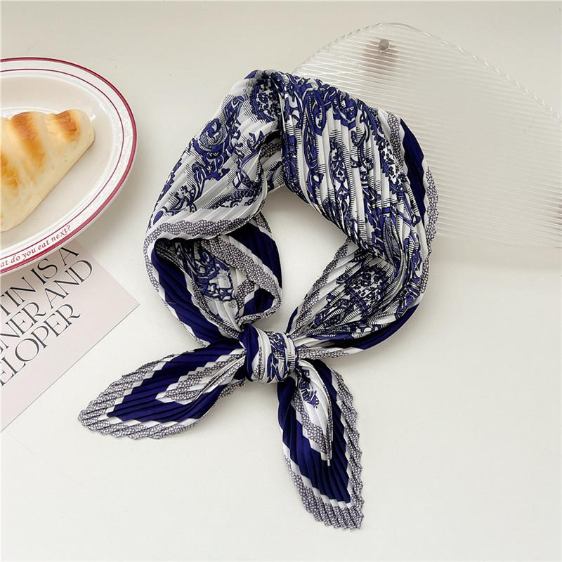 70cm Crumpled Scarf Kerchief Print Square Scarves Women DIY Hair Band Ribbon Headscarf Bandanas Headband Neck Wraps Neckerchief