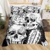 Skull Duvet Cover Set Queen Black Skeleton Paisley Floral Pattern Bedding Set For Teen Adult Polyester Halloween Comforter Cover