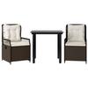 3 Piece Outdoor Dining Set with Cushions Brown Poly Rattan