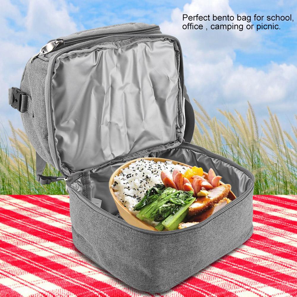 7L Portable Double Layers Insulated Bento Bag Lunchbox Tote for School Office Picnic