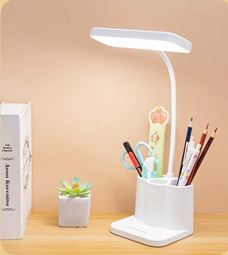 LED Reading Desk Lamp Portable Study Lamp USB Plus In Table Light Touch Dimming Learn Eye Protection Light Room Office Lighting
