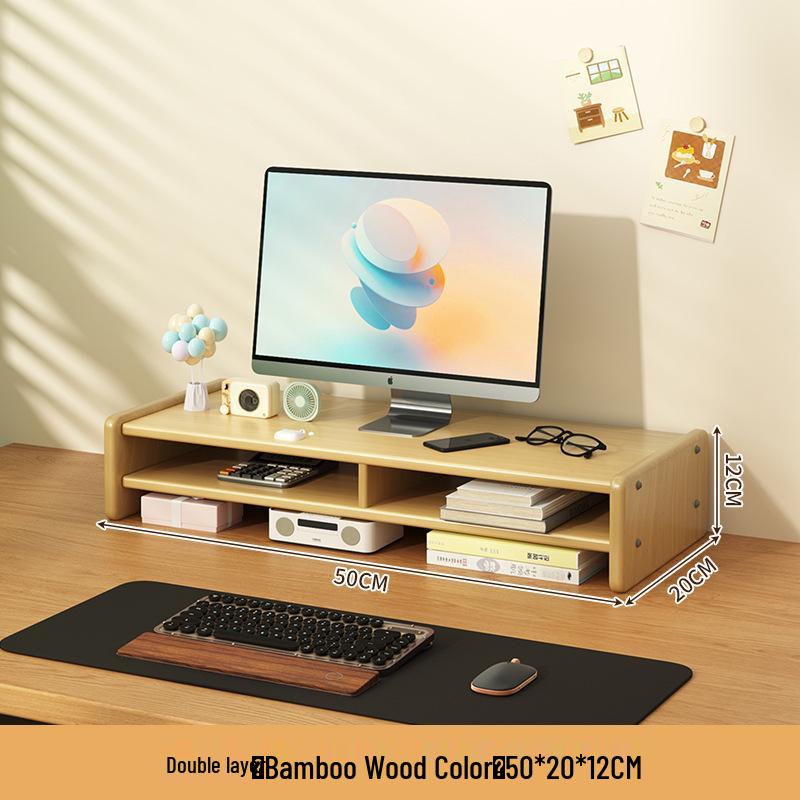 Monitor Riser Desktop Stand with Storage Shelves