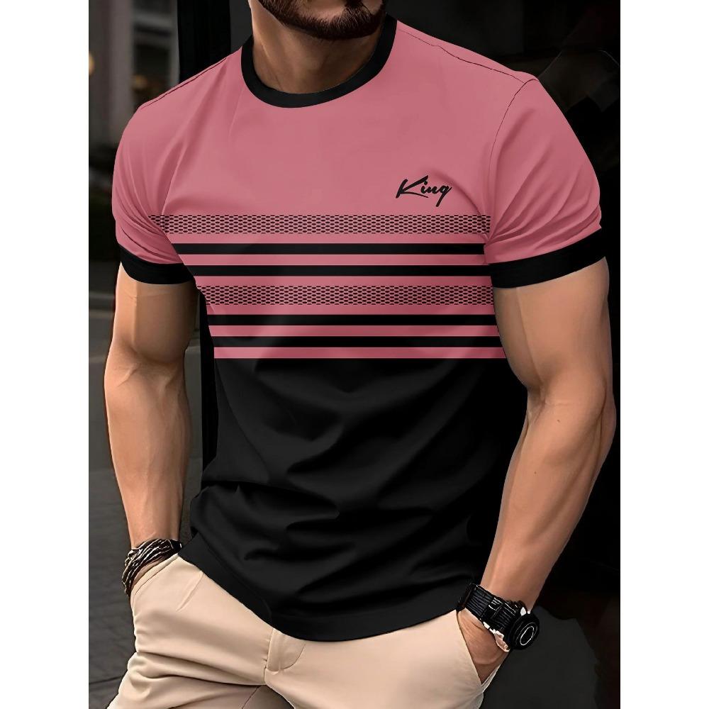 Men's Fashion Trend Round Neck T-shirt, Versatile Short Sleeved Shirt