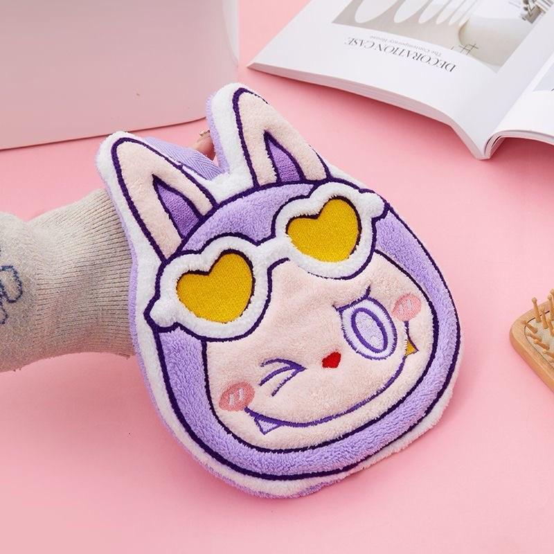 Cartoon Plush Absorbent Hand Towel for Kitchen & Bathroom - Cute and Thickened for Kids