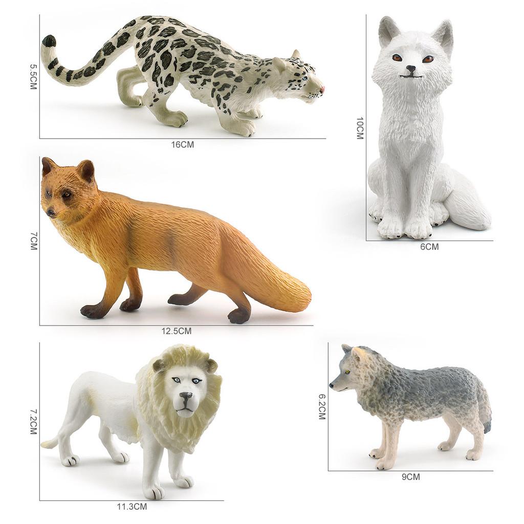Realistic Plastic Forest Animal Models Including Gray Wolf Arctic Fox Snow Leopard