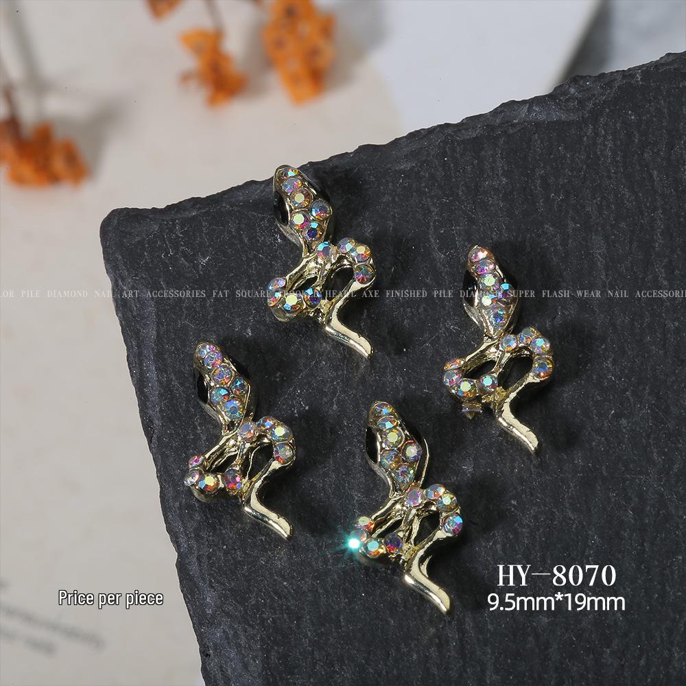 Shiny Rhinestone Snake-Shaped 3D Nail Art Accessories