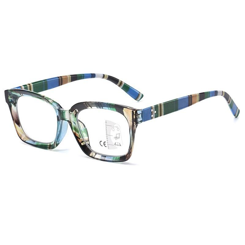Multifocal Anti-Blue Light Presbyopia Glasses for Women Striped Frame High-Definition Reading Eyewear Diopter +1.0 To +4.0 +1