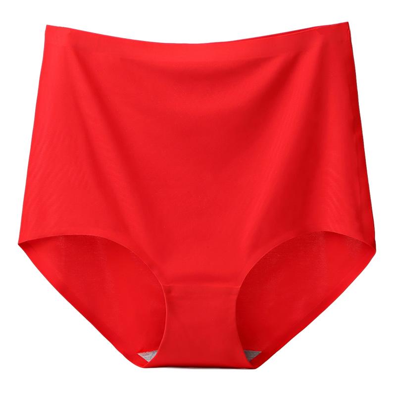 Breathable Women's High Waist Seamless Cotton Crotch Panties - Thin Ice Silk, White, Abdomen Control.