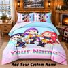Kpop Demon Hunters Pattern Bedding 3Pcs Set Custom Name, Bed Sheet And Pillowcases For Home Bedroom