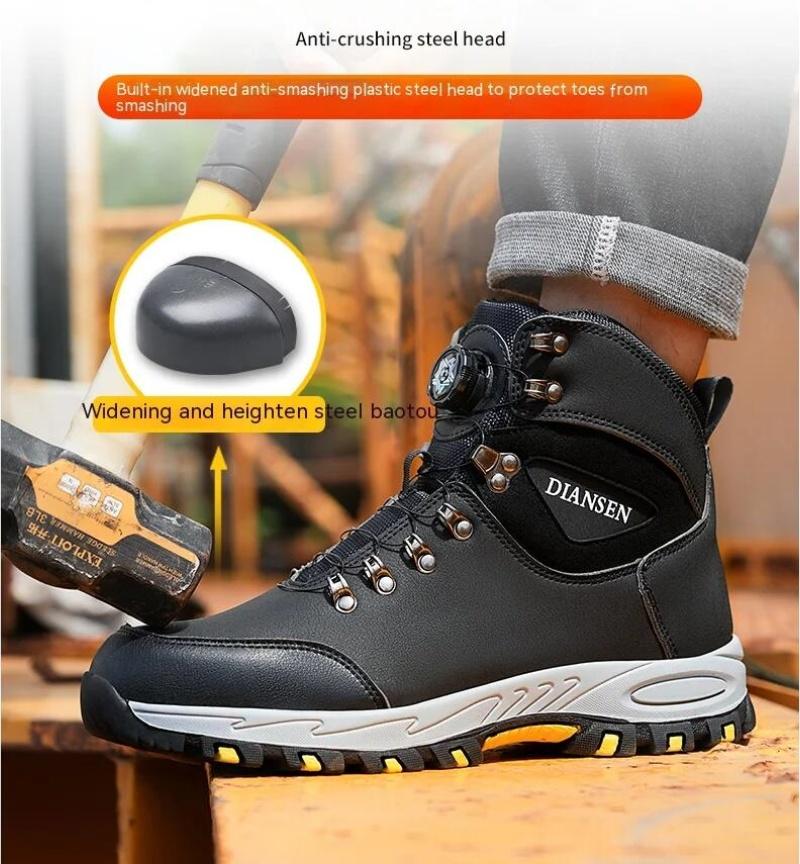 Rotating Button Safety Shoes Men Work Sneakers Indestructible Shoes Puncture-Proof Protective Shoes Work Boots Tactical Boots