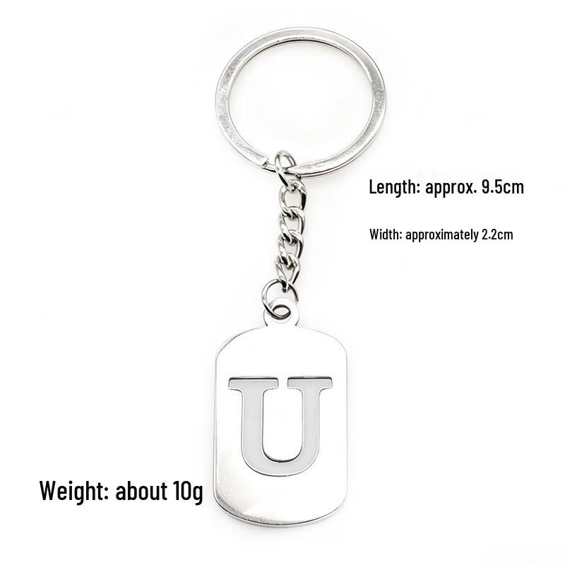 Pendentif Porte-clés 26 Lettres en Acier Inoxydable Creux - Polyvalent pour Sac à Dos, Voiture, Plaque Militaire