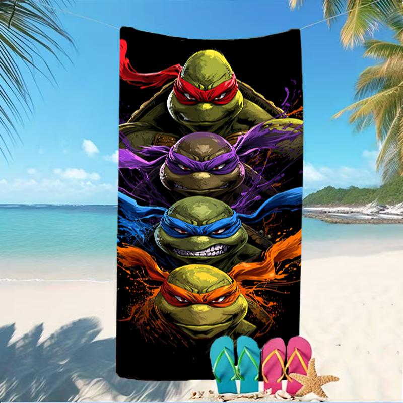 Beach Towel with Teenage Mutant Ninja Turtles Pattern - soft,absorbent,machine washable Lightweight&Modern,swimming,Travel Essentials