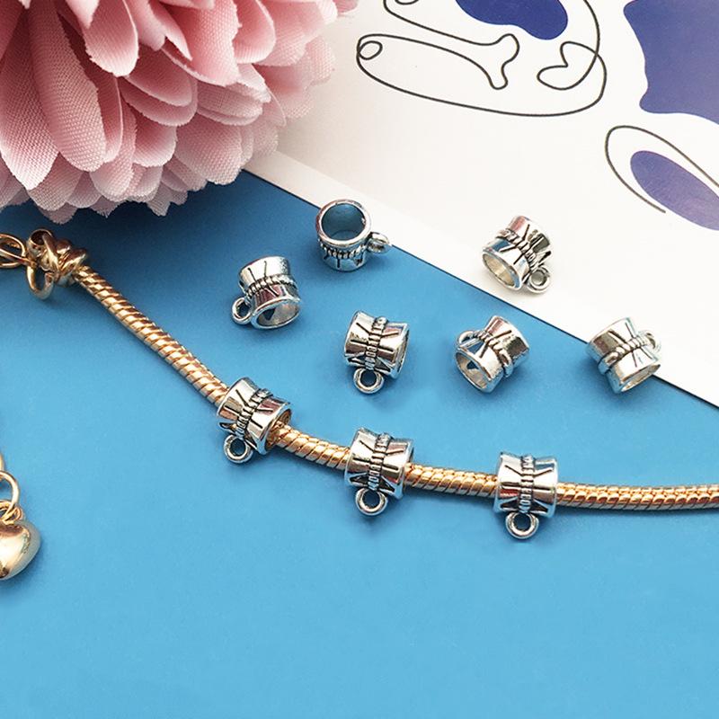 1 4Mm Large Hole Tee Hanging Head Pendant Buckle Handmade Diy Silver, Bracelet Jewelry Accessories