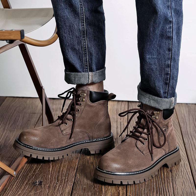 Summer Martin boots men's breathable high-top outdoor hiking boots retro British tooling thick-soled rhubarb boots 6000-M