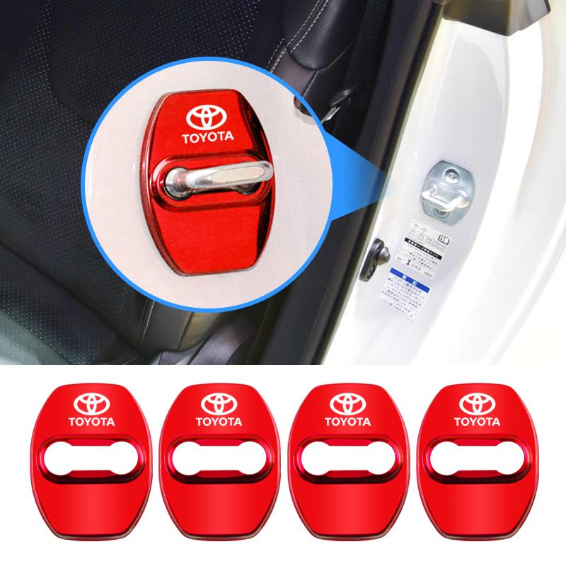 4Pcs Car Door Lock Cover Protective Buckle Cap for Toyota Yaris Hilux Prius Auris Corolla Camry RAV4 Exterior Accessories