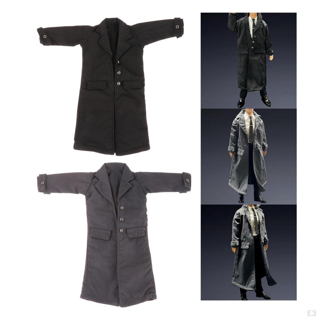 1/12 Male Trench Coat Miniature Soldier Costume Figure for 6'' inch