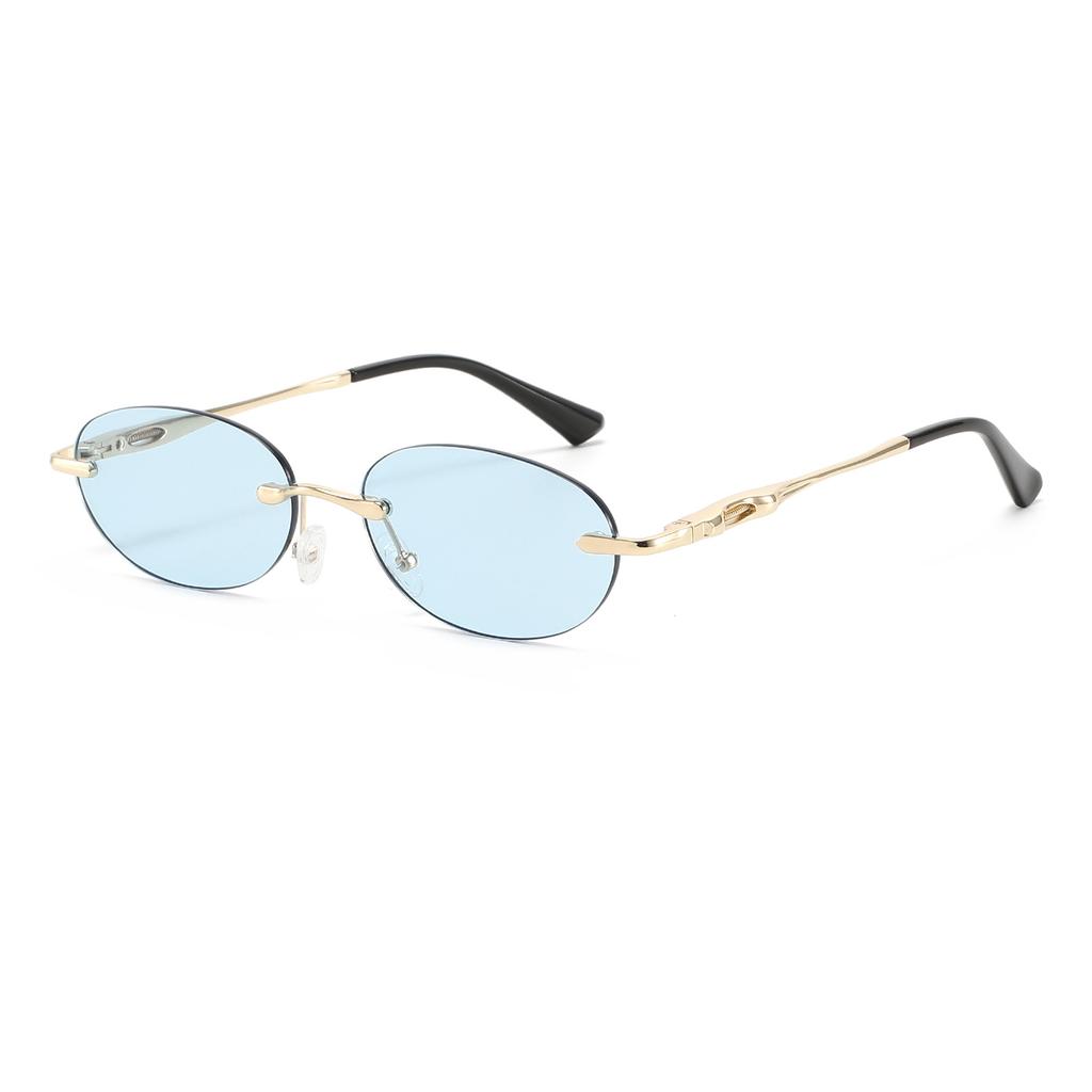 Frameless Cut-Edge Sunglasses, Trendy Metal Spring-Clip Women's Sunglasses