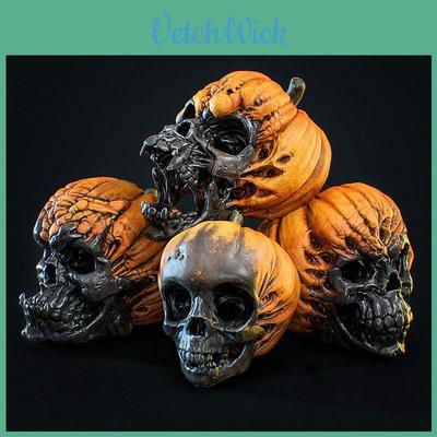 Evil Pumpkin Skull Halloween Decoration Resin Craft For Outdoor Garden