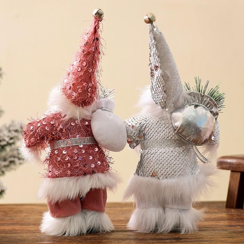 Christmas Festives Santa Ornament 11Inch Fabric Figurine Holiday Decoration For Indoor Photography And Party Themes