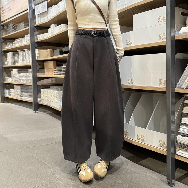 

Women s White Washed Cotton Harem Pants: Spring 2026 Petite Wide-Leg Casual Lantern Style L
