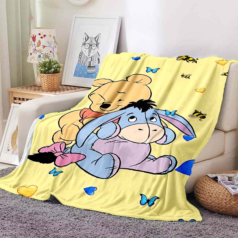 6 Sizes Classic HD Winnie The Pooh Print Soft Cozy Blanket Decor for Couch Sofa Bed Travel Camping Next Day Shipping Great Gift