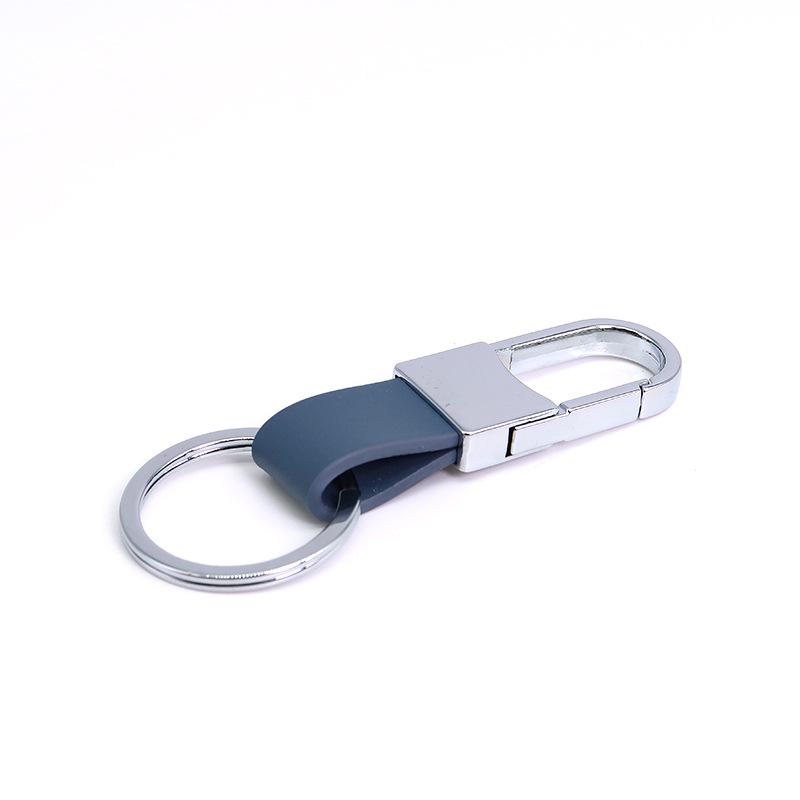Men's Genuine Leather Car Keychain with Zinc Alloy Waist Clip and Customizable Laser Logo