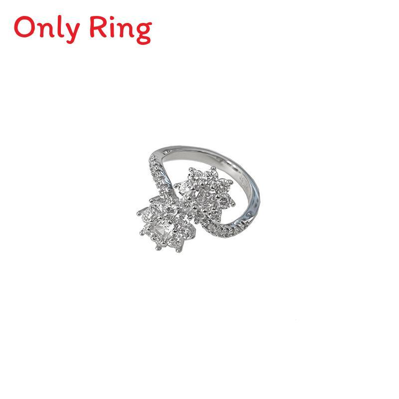 Floral Zircon Copper Ring For Women Stylish Jewelry Gift For Summer Occasions