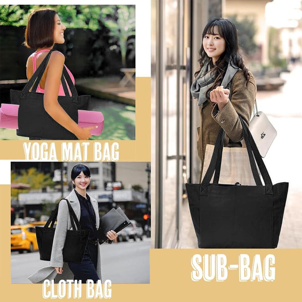 Startside Yoga Mat Carrying Shoulder Bag Tote Bag Canvas Wear Mat Storage Convenient Carrying Bag (Black)