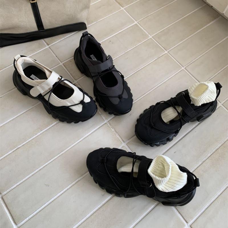 IPPEUM Ballerina Sneaker Shoes For Women Round Toe Black Mary Janes