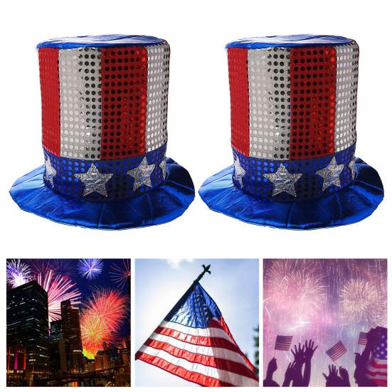 Patriotic Hat Novelty Interesting Comfortable To Wear Reusable Ornamental Dress Up Portable Uncle Sam Top Hat Party Accessory Parade Accessory