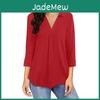 Spring Fashion Womens Yyfs Casual Fall Solid Color Print 34 Sleeves Polo Neck Blouses Shirts