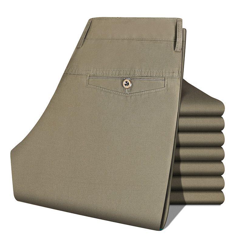 Men's Summer Cotton High-Waist Casual Trousers - Middle-Aged & Elderly 