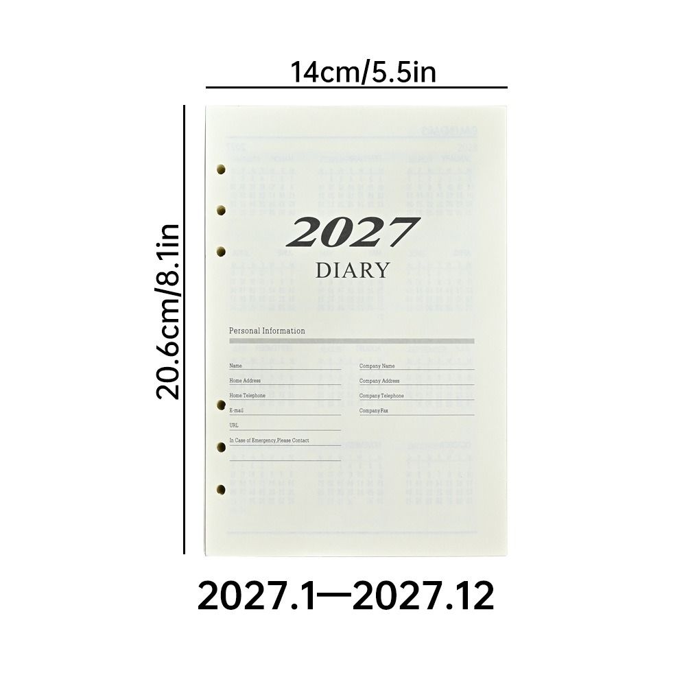 A5 2027 Journal Agenda Plannner Notebook  Monthly Weekly Daily Schedule Organizer