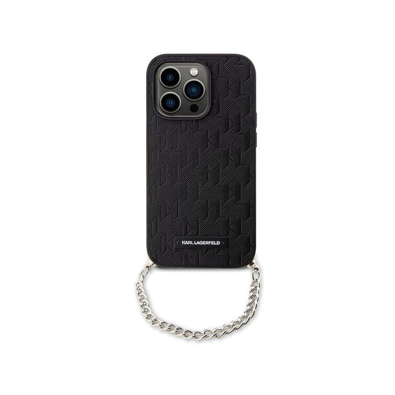 Karl Lagerfeld Saffiano Monogram Chain - Etui Iphone 14 Pro (Czarny)