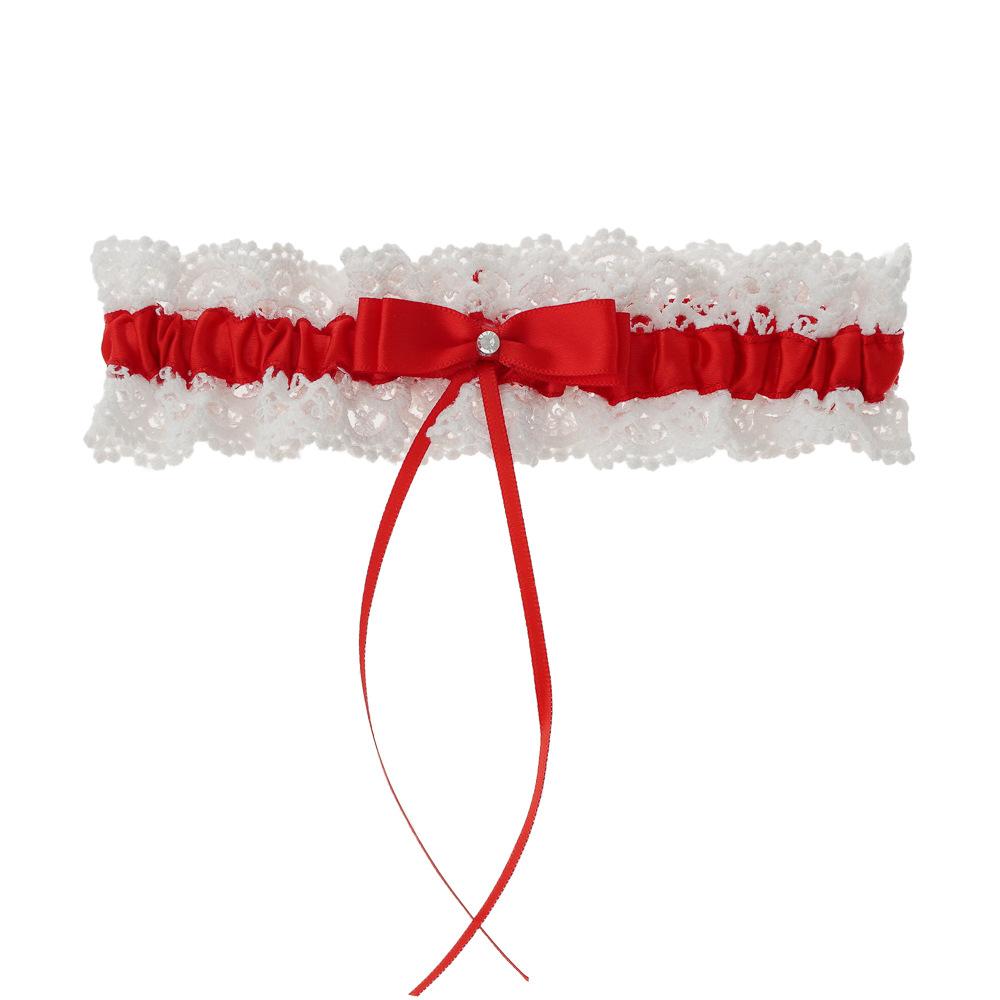 Blue Wedding Garter Bridal Shower Bride Lace Floral Rhinestone Bow Sexy Women Ladies Leg Garter Thigh Ring