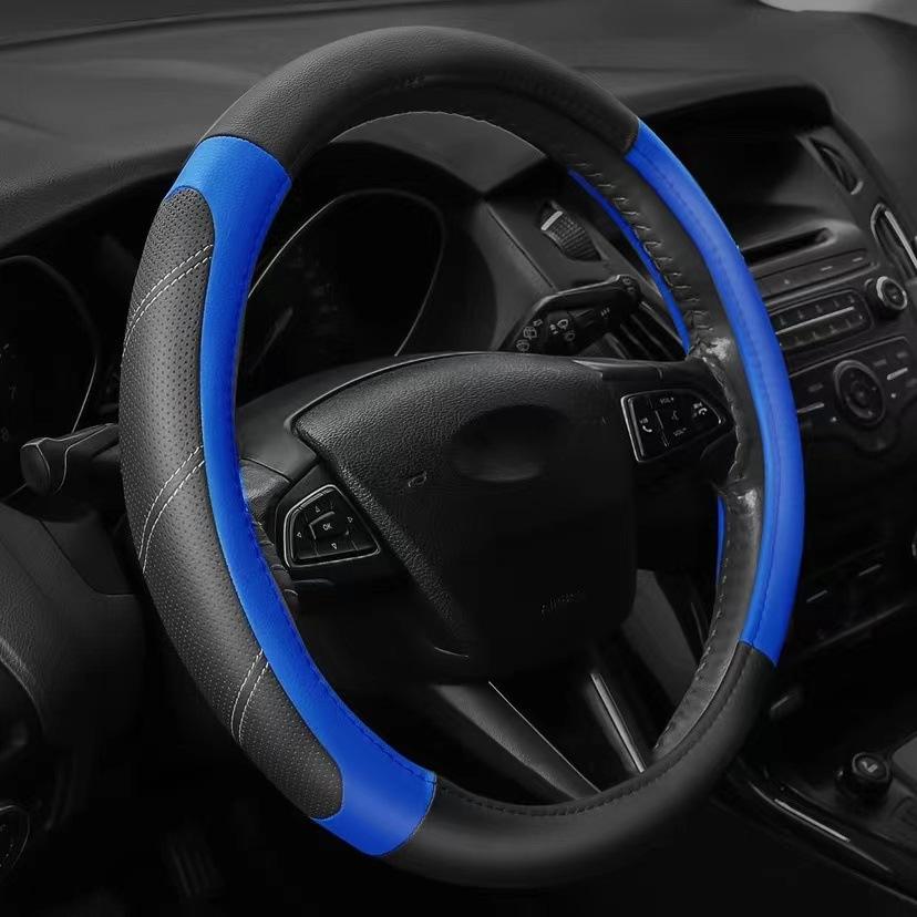 

Универсальный чехол на руль автомобиля 14,5-15 дюймов из микрофибры, мягкая противоскользящая защита рулевого колеса, автомобильные аксессуары синий