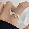 PANJBJ   CopperBowknot Ring for Women Love Heart Minimalism Sweet Romantic Adjustable Jewelry Gift Dropshipping