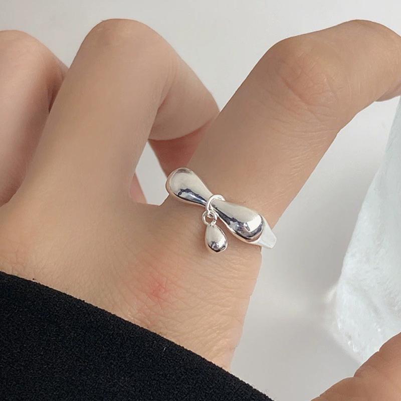 PANJBJ   CopperBowknot Ring for Women Love Heart Minimalism Sweet Romantic Adjustable Jewelry Gift Dropshipping